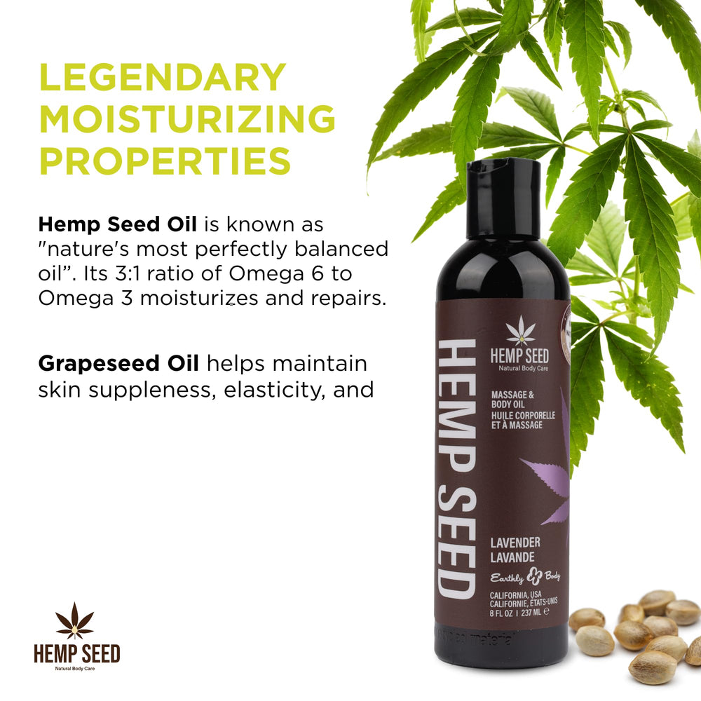 Earthly Body Hemp Seed Massage Oil non-greasy formula absorbs well