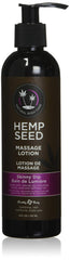 Earthly Body Skinny Dip bottle front, silky hemp seed massage lotion for home use.