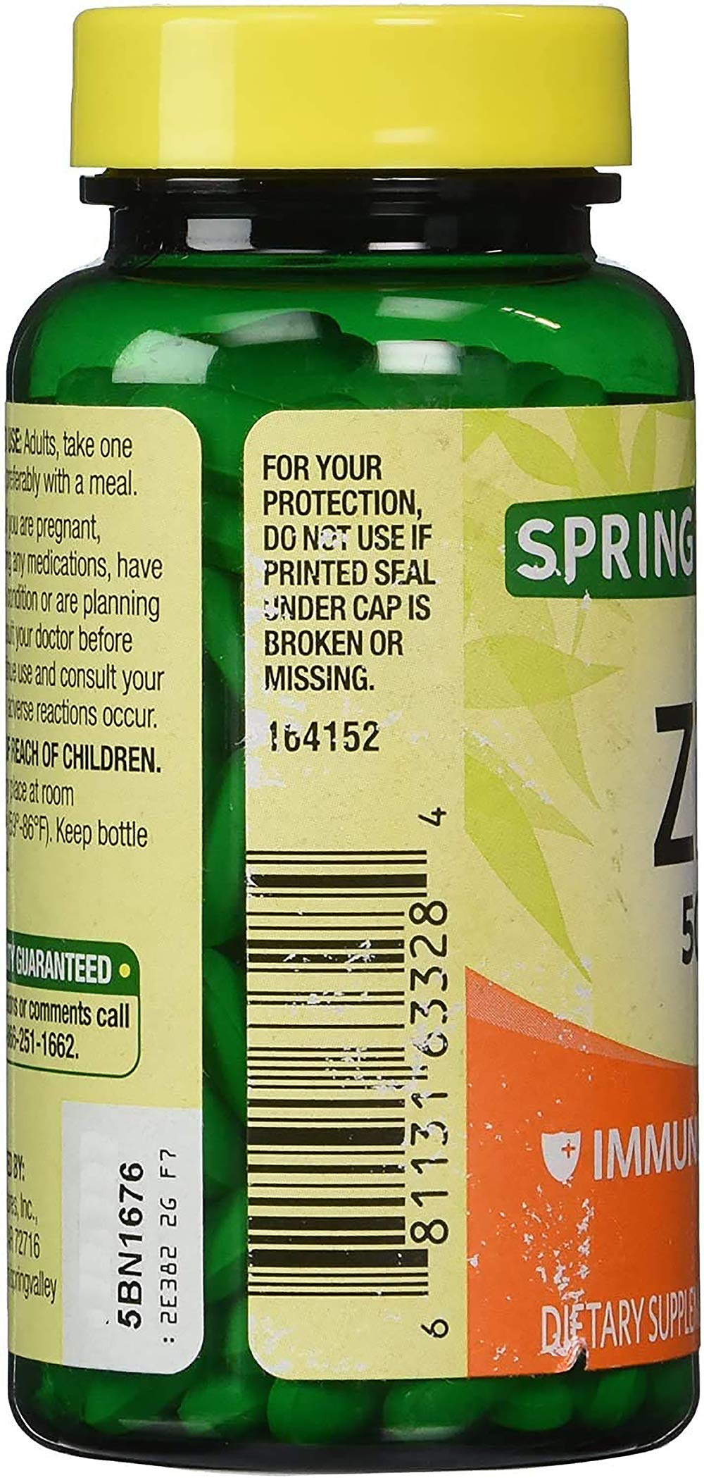 Small, easy-to-swallow zinc tablets in the Spring Valley bottle