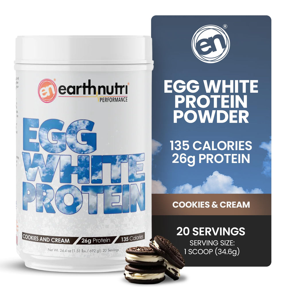 EarthNutri egg white protein powder bag on display highlights a clean protein option for workouts.