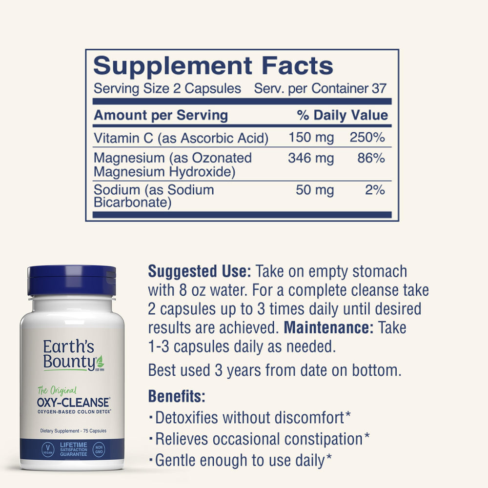 Close-up of Oxy-Cleanse capsules highlighting easy daily use