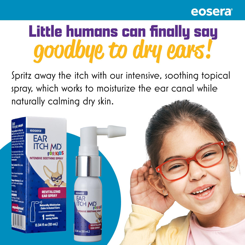Earwax MD eosera Ear Itch MD for Kids spray nozzle enables easy, mess-free application.