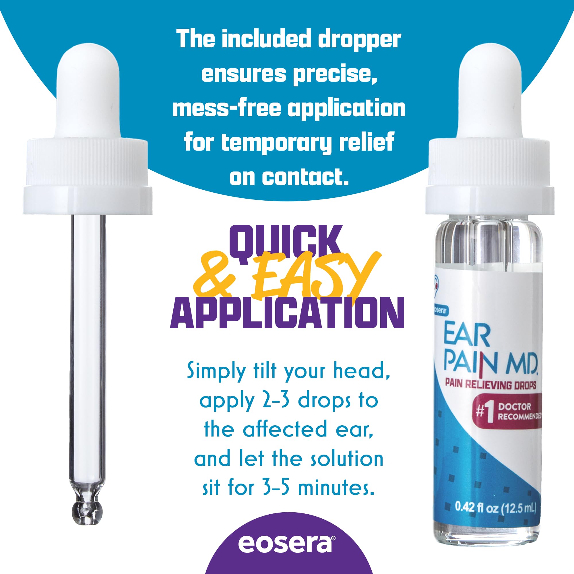 Close-up of Ear Pain MD label highlighting 4% lidocaine strength
