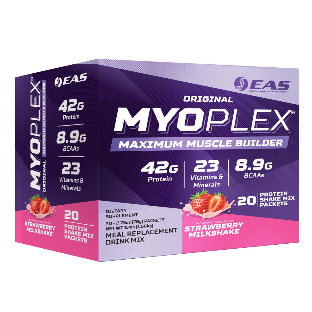 EAS Myoplex original packaging highlights 42g protein blend for muscle support.