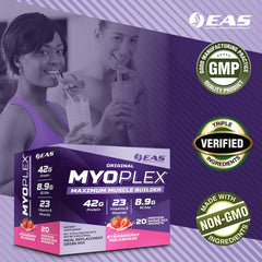 EAS Myoplex glass with mixed shake showing creamy texture