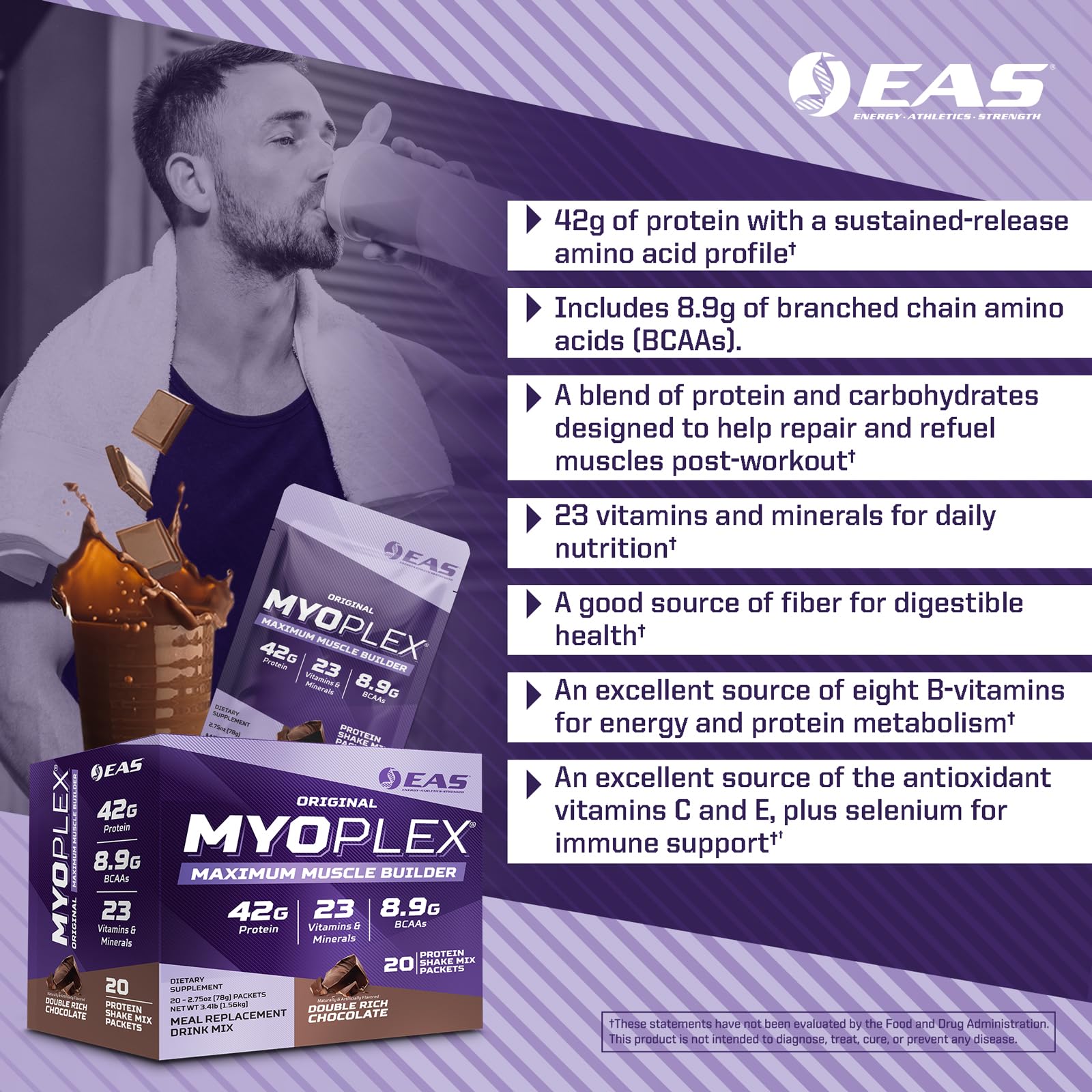 EAS Myoplex powder dissolving smoothly in water for post workout fueling