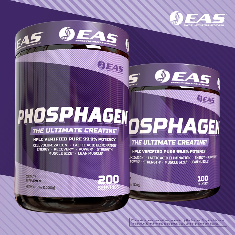 EAS Phosphagen Ultimate nutrition facts emphasize serving information and potency.