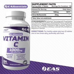 EAS Vitamin C 1000mg capsules close-up highlighting high potency.