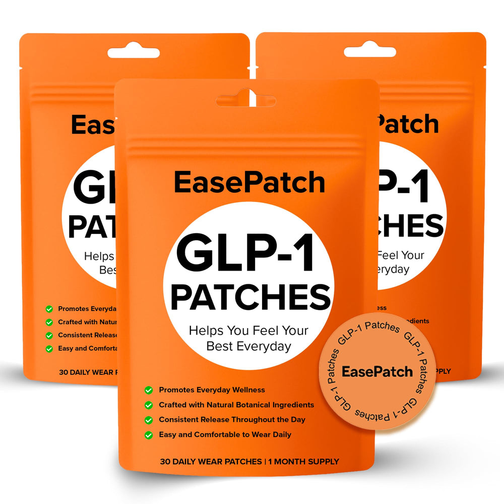 EasePatch GLP-1 patch application on skin for discreet daily use.