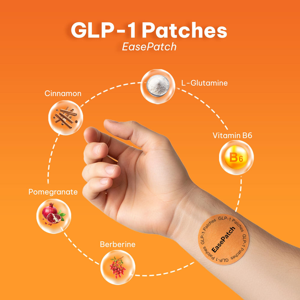 EasePatch GLP-1 patch on skin arm showing discreet wear for daily convenience