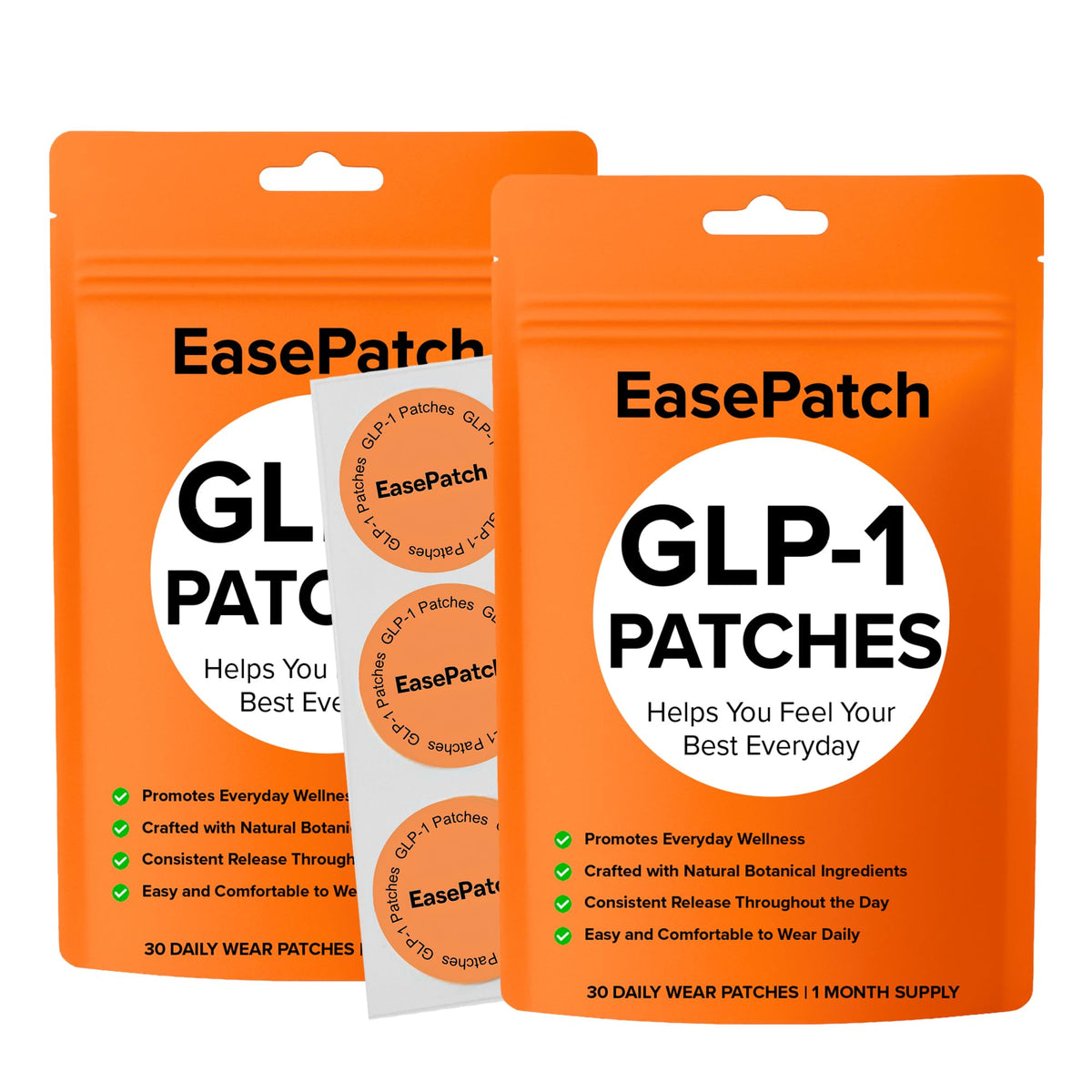 EasePatch GLP-1 patches packaging showing 60-count two-pack.