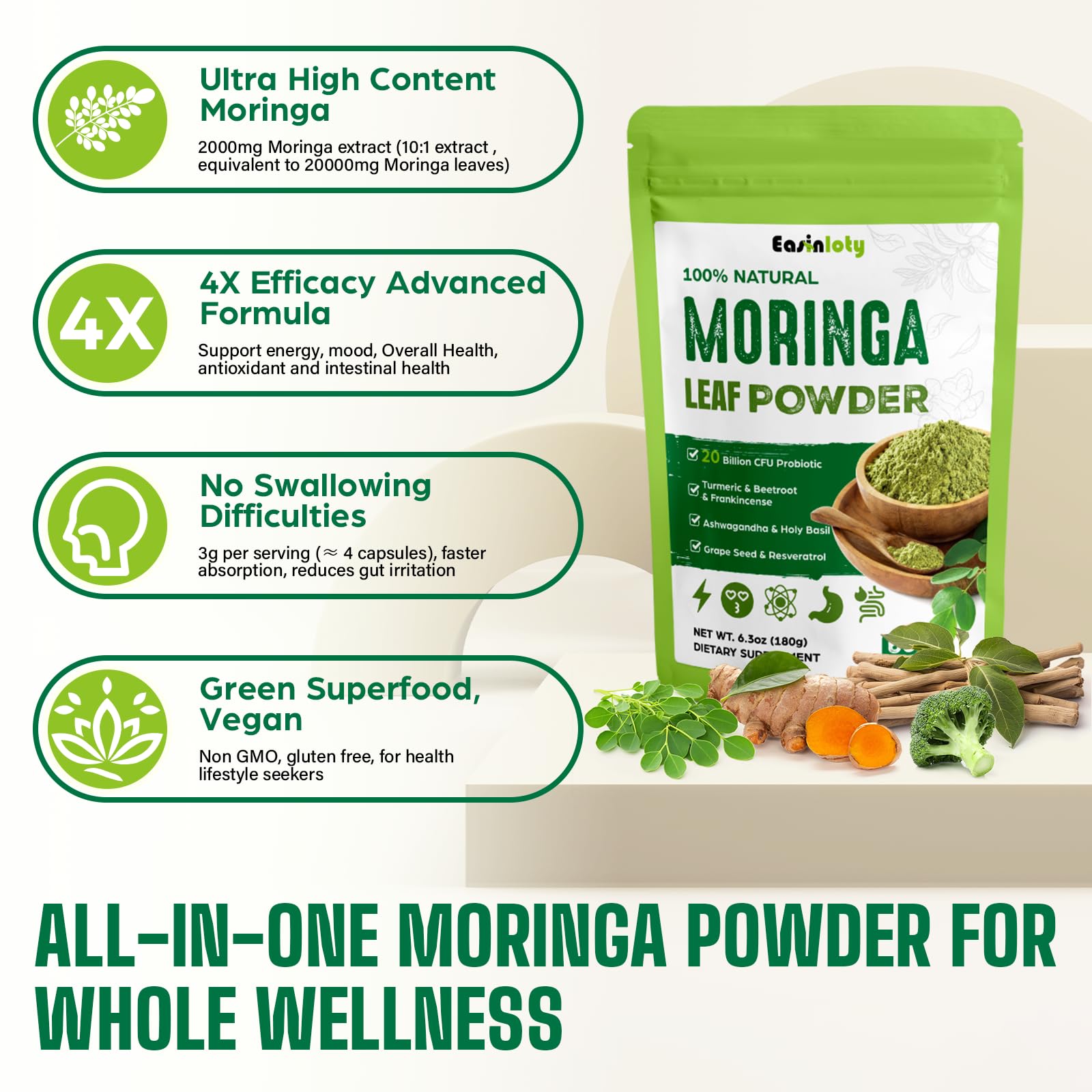 Easinloty Ashwagandha-Turmeric blend label emphasizes adaptogen-inspired wellness.