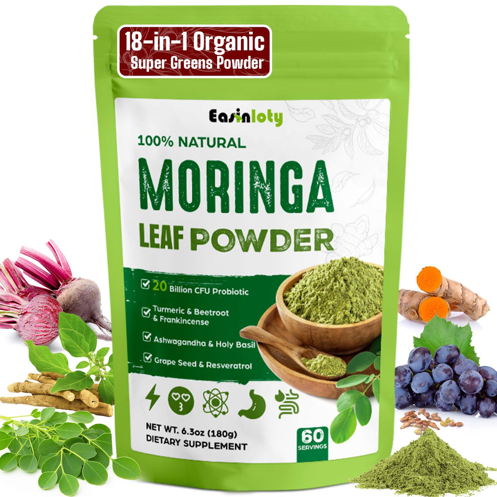 Easinloty Moringa Powder bottle ready for daily energy and wellness routine.