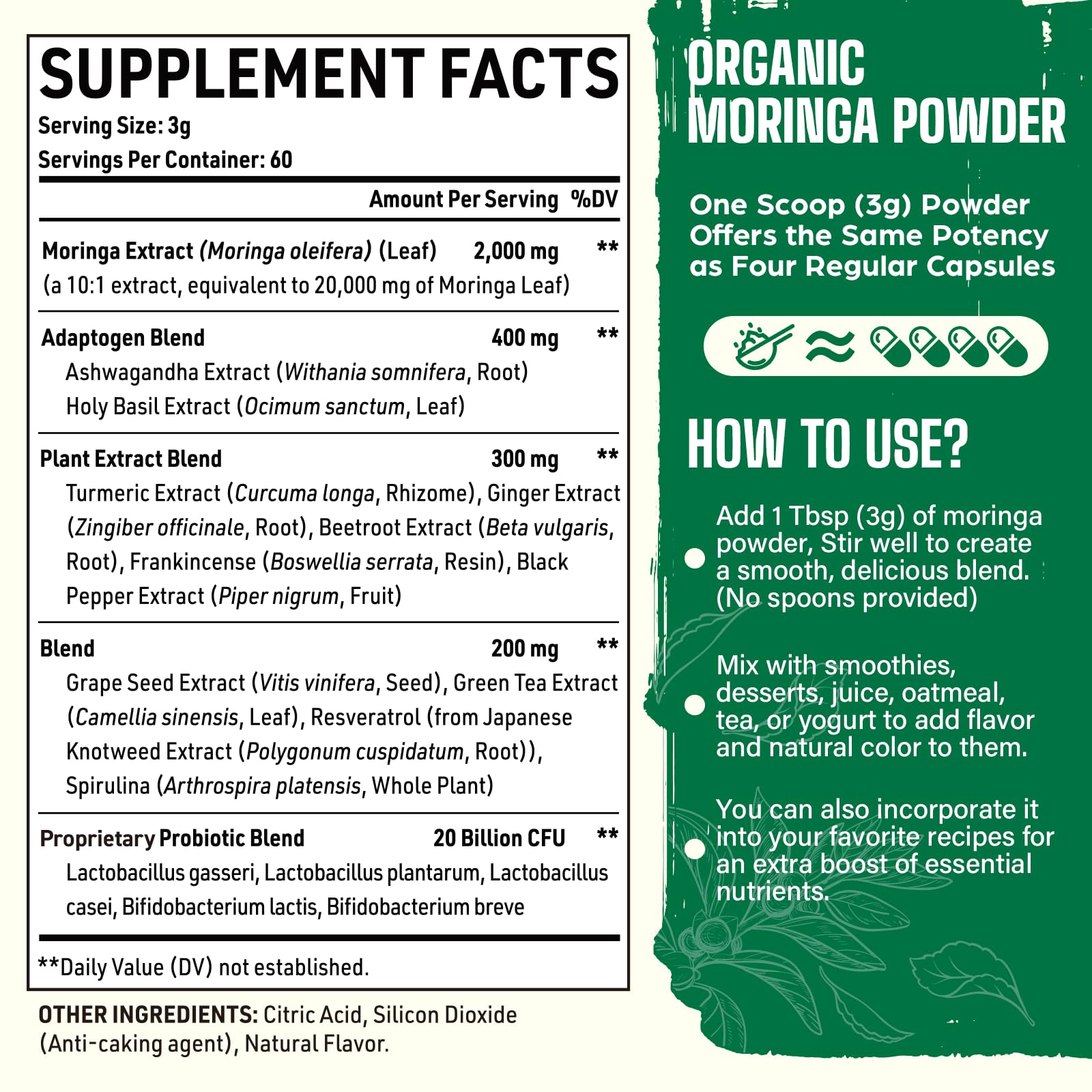 Easinloty Moringa Powder scoop shows easy serving for daily use.