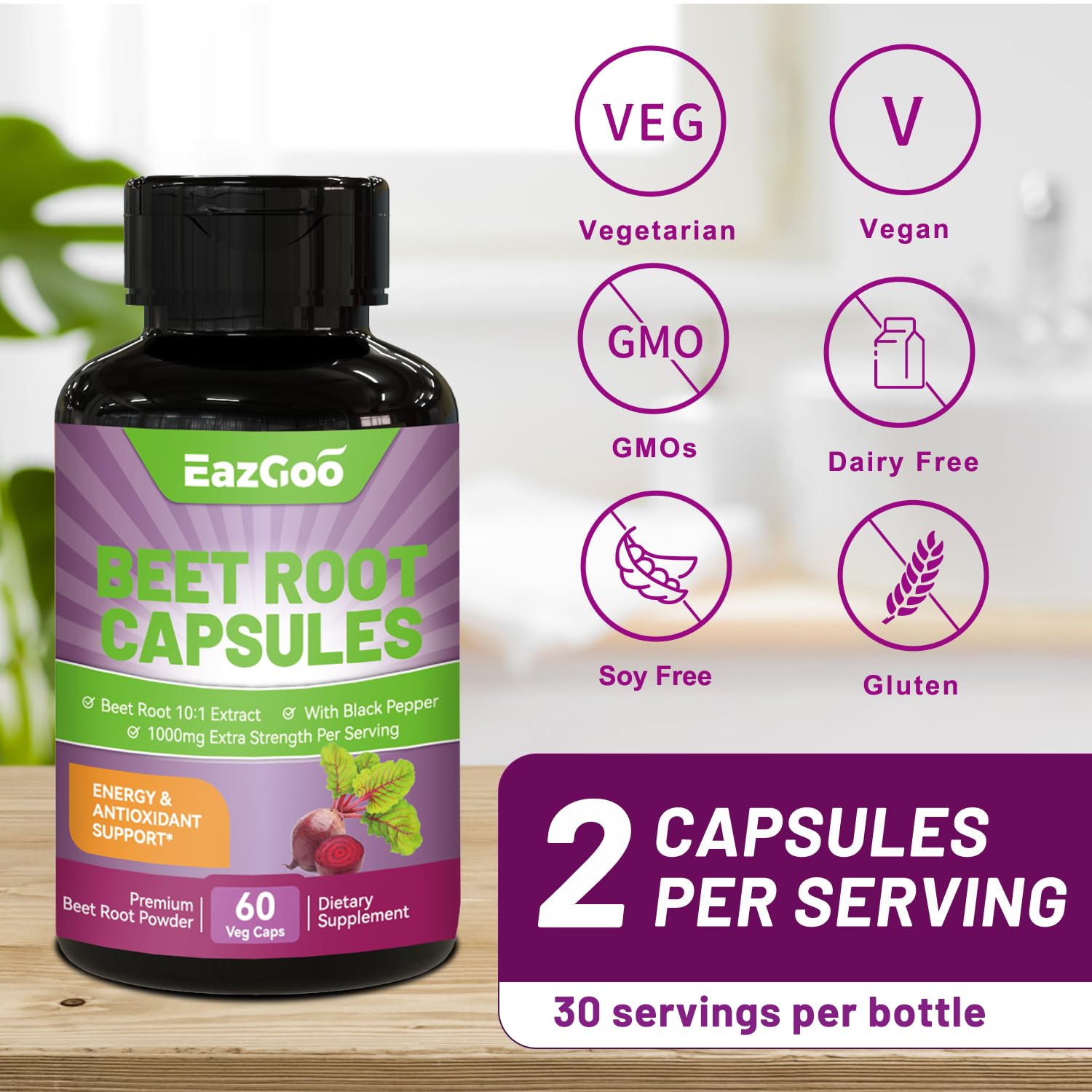 EAZGOO capsules with black pepper extract for absorption support.