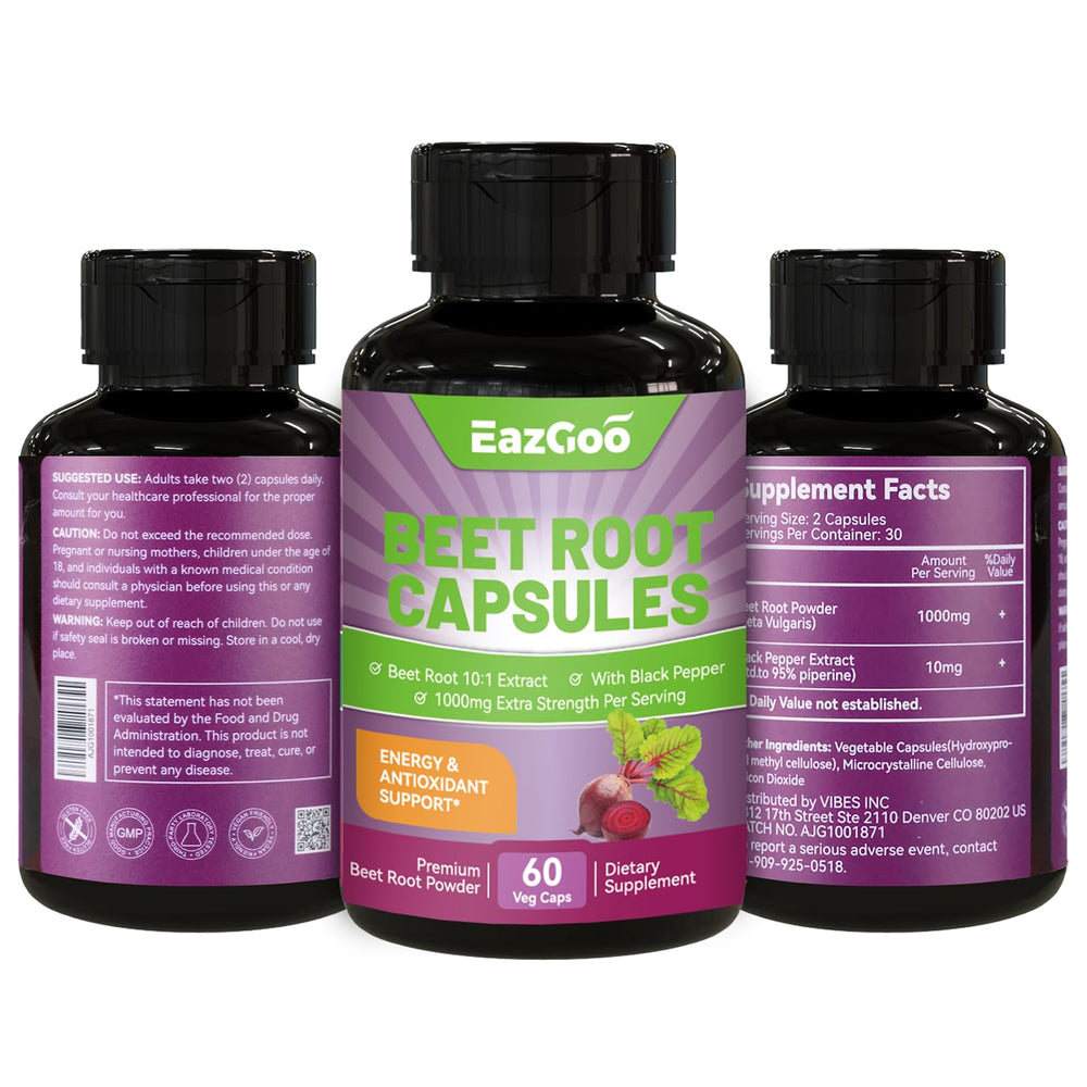 EAZGOO Beet Root Capsules ready for your daily routine.