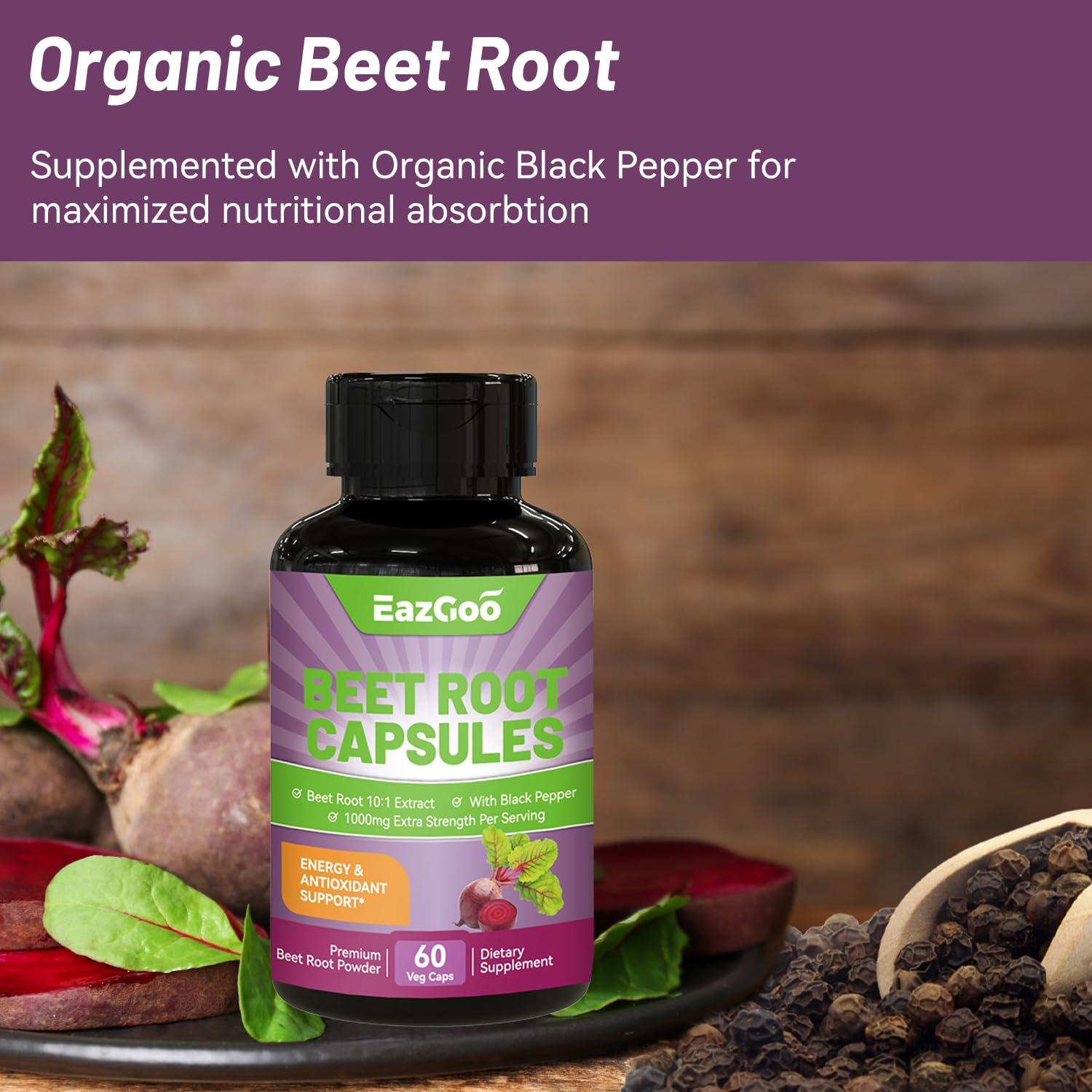 EAZGOO Beet Root Capsules pour for convenient daily use.