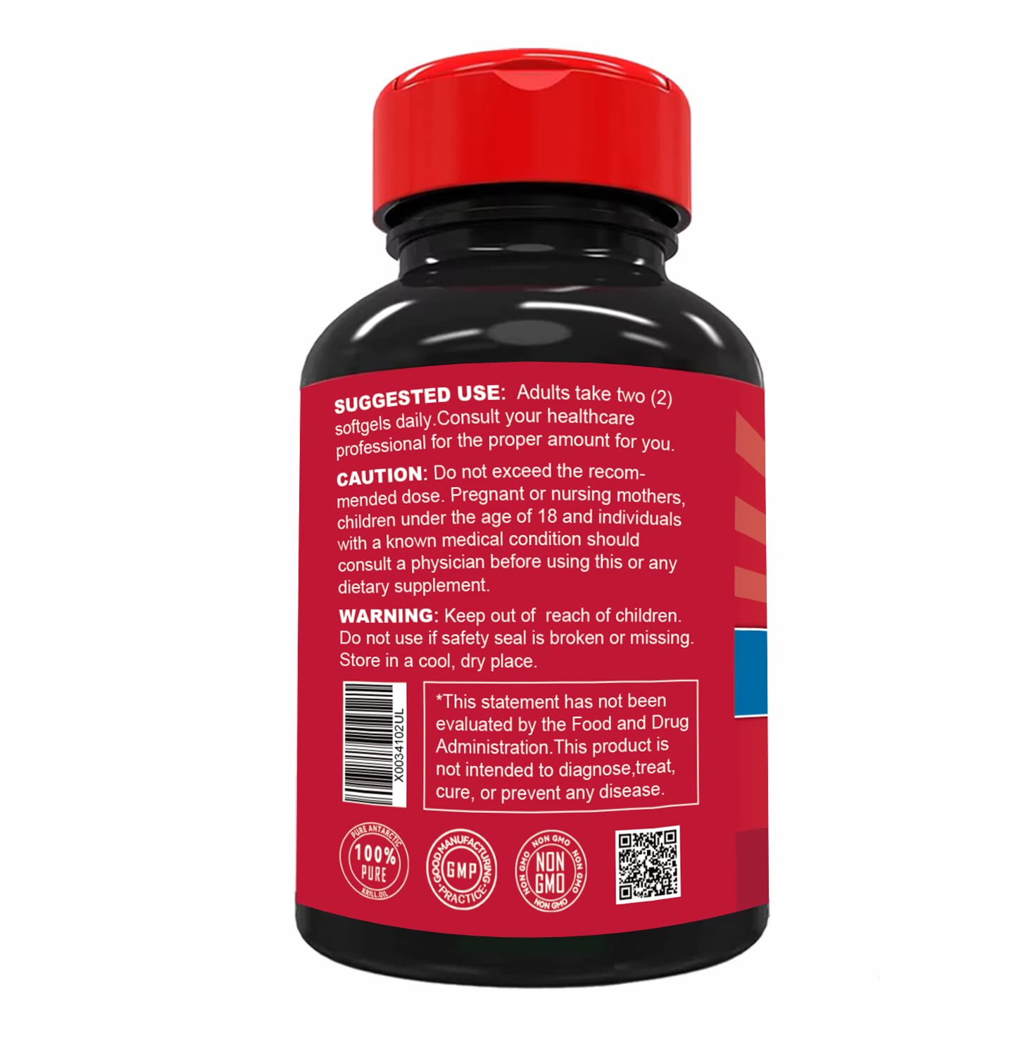 EAZGOO Krill Oil packaging highlighting non-GMO and gluten-free features.
