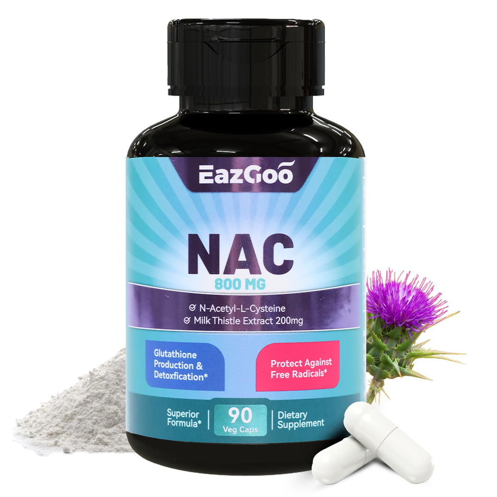 EAZGOO NAC 800mg bottle with capsules for everyday antioxidant support