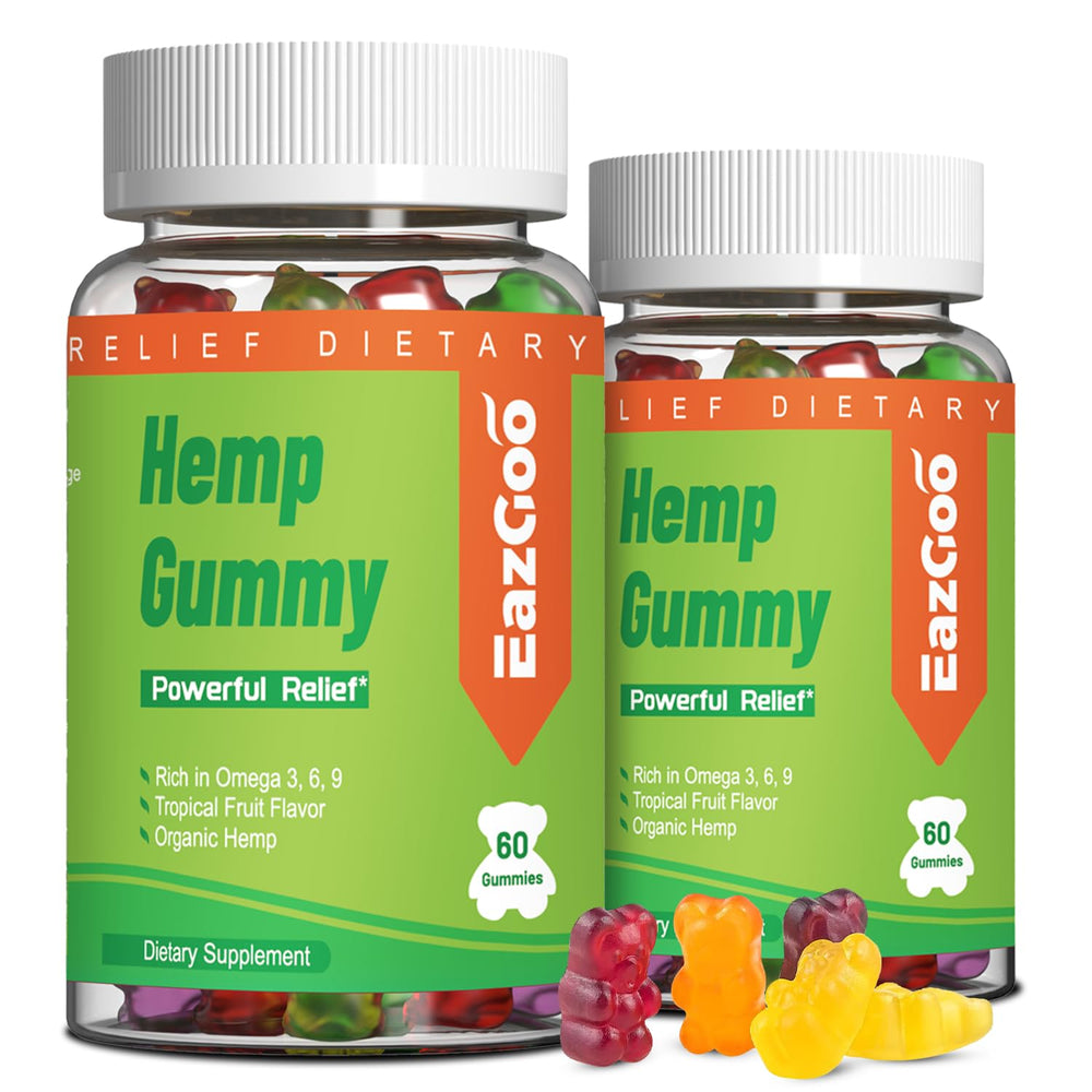 EAZGOO natural hemp gummies bottle front showing XXL strength