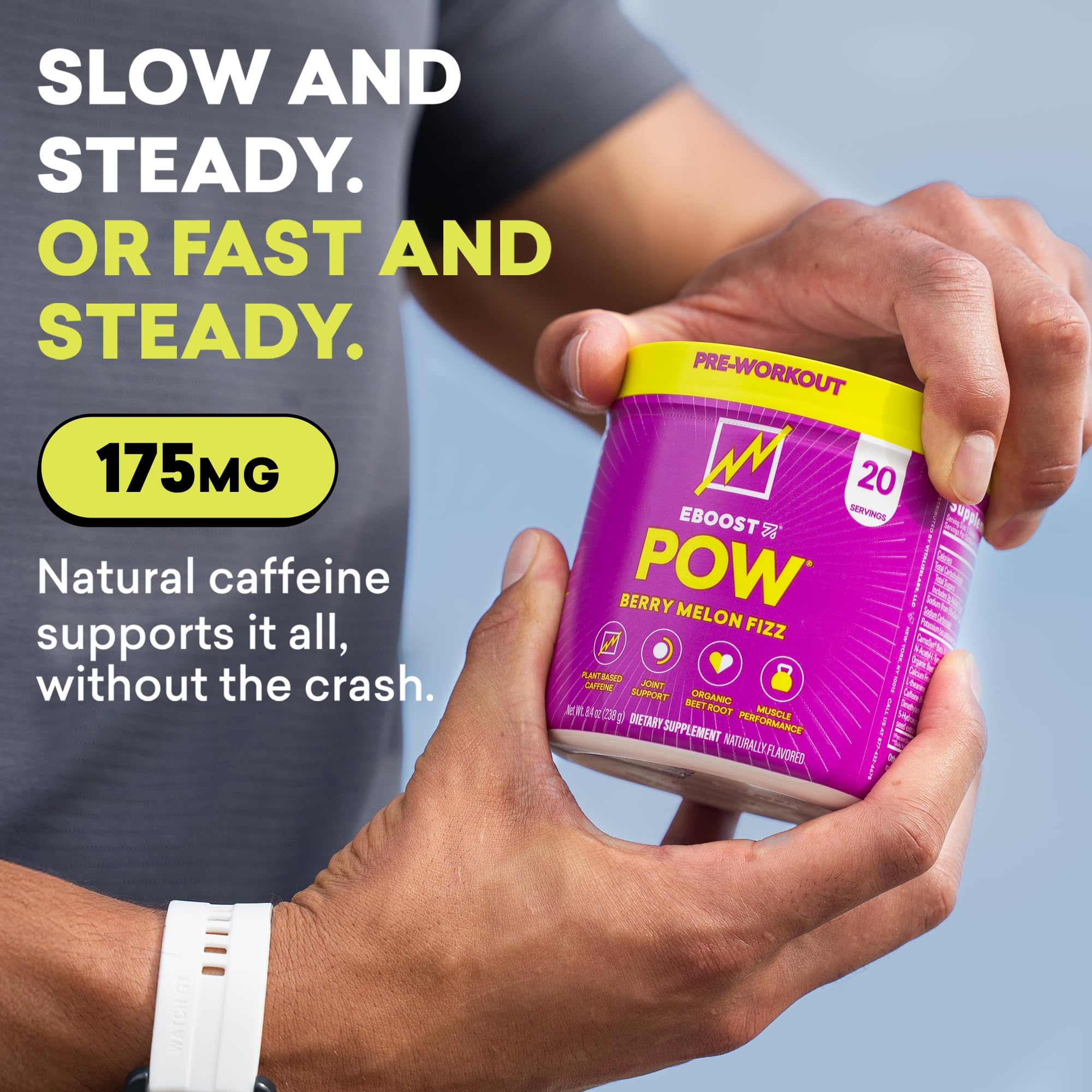 Close-up of beetroot and amino blend in EBOOST POW ingredients