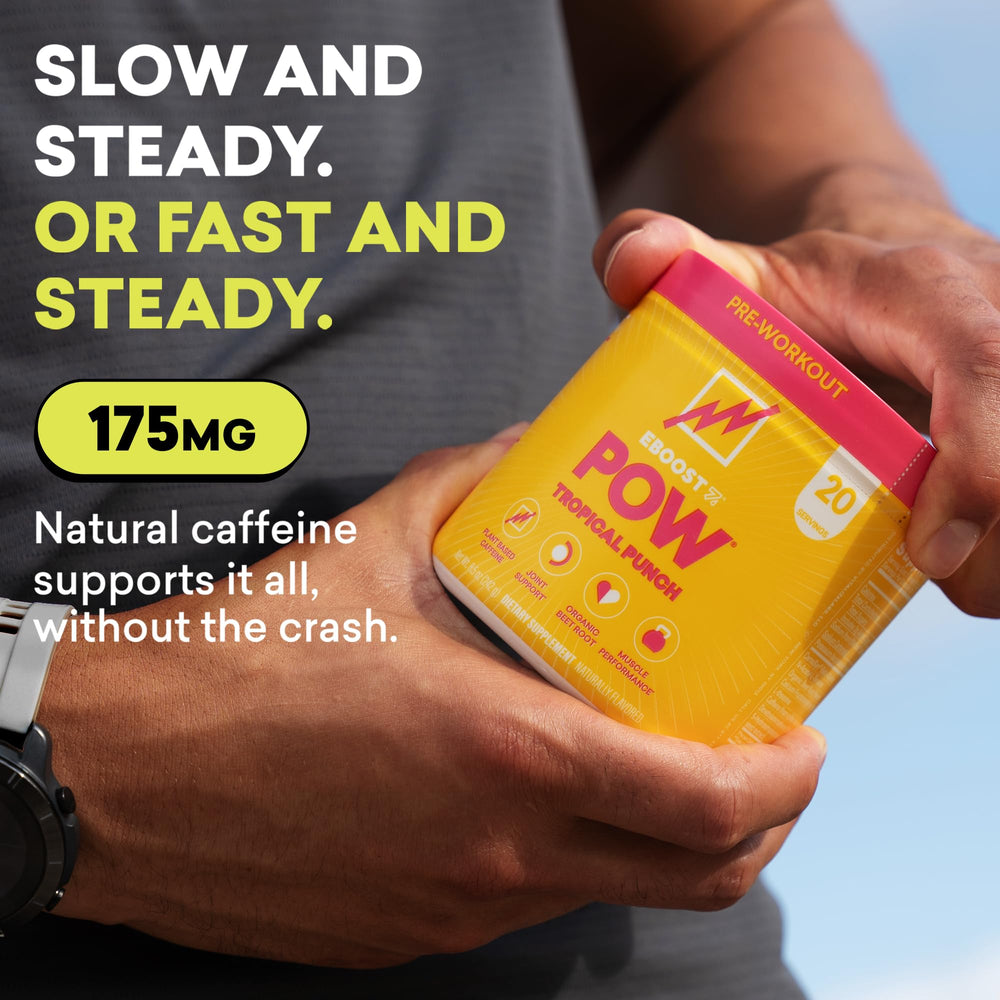 Chilled glass with Tropical Punch POW for a refreshing workout drink