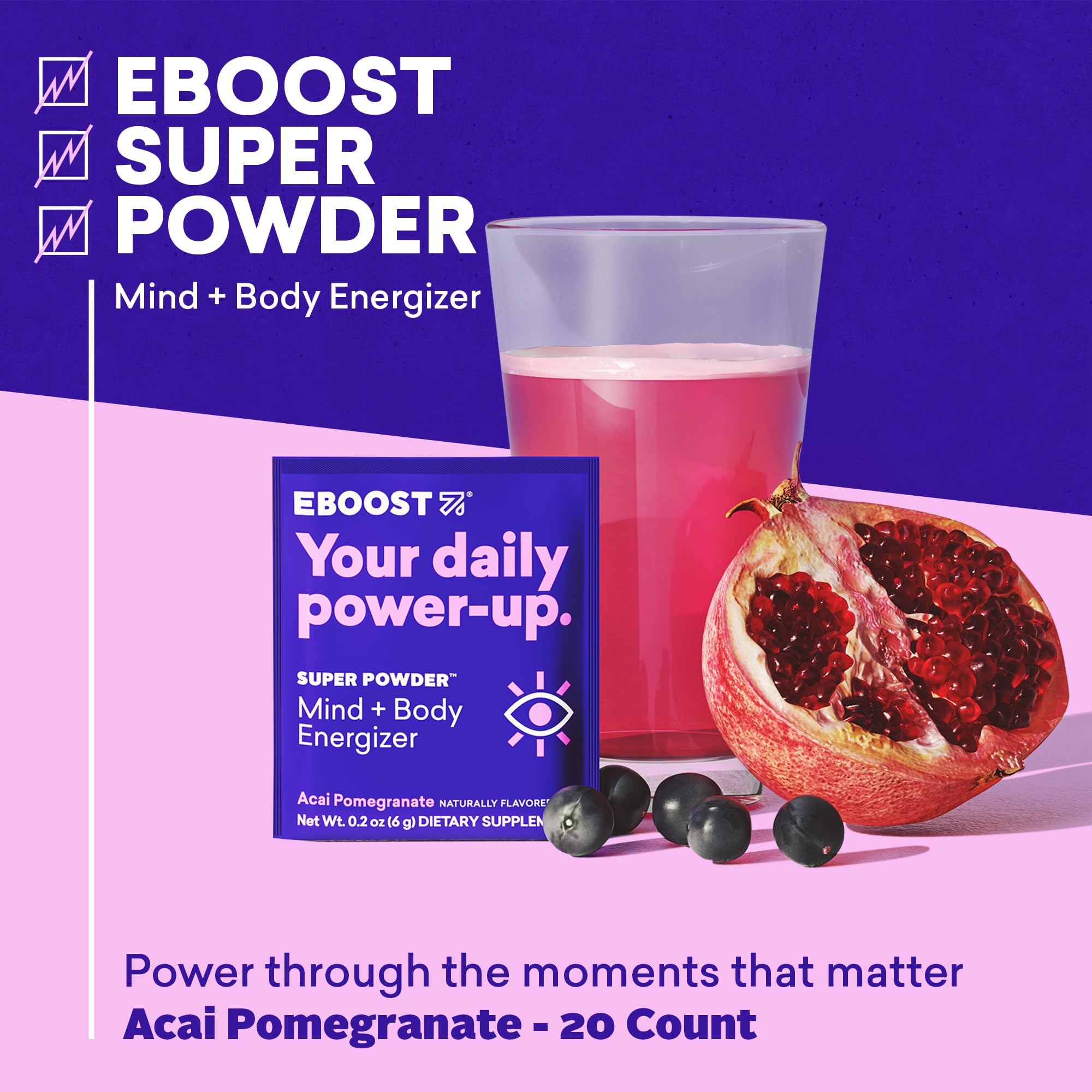 EBOOST powder dissolving in water to deliver steady energy