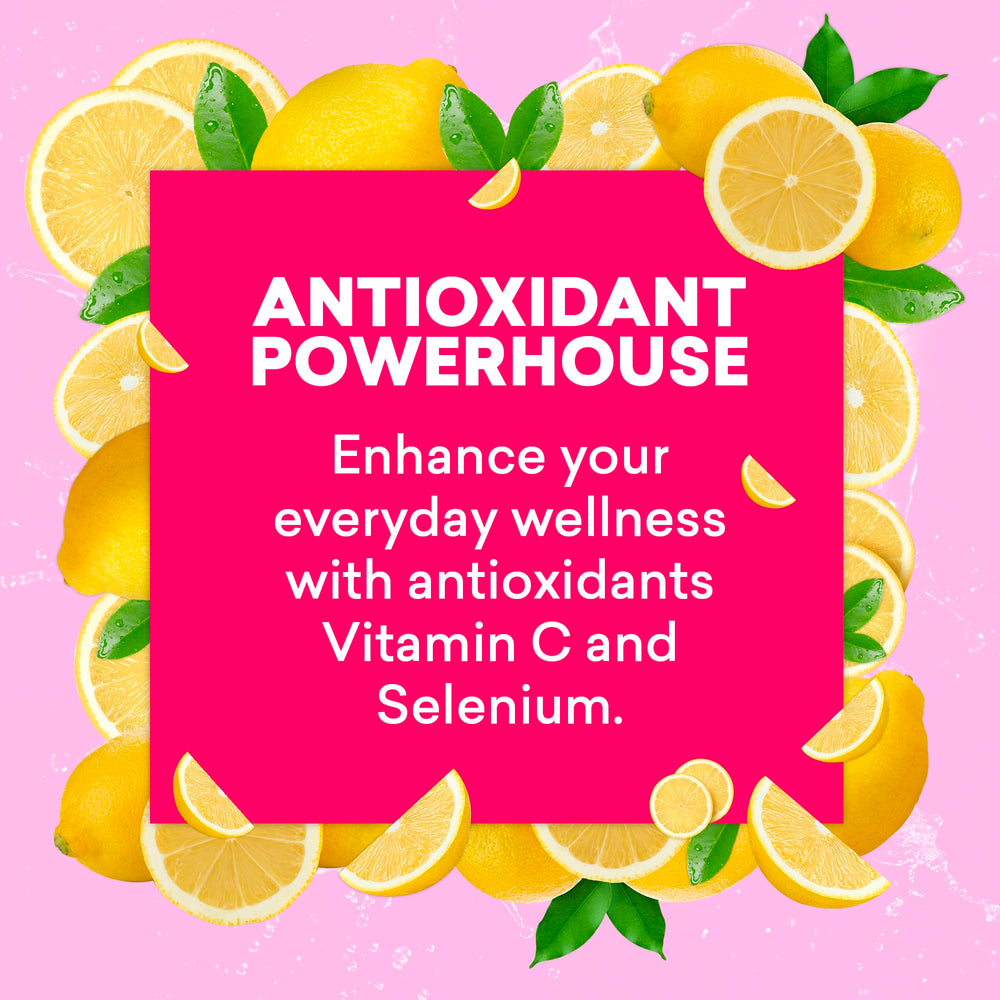 EBOOST pink lemonade mixed in bottle photo emphasizes quick hydration and alertness.