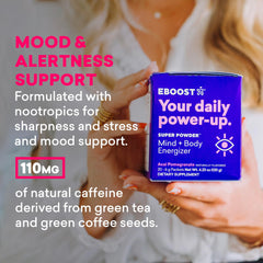 EBOOST pink lemonade packaging box showcases 20 packets and easy-to-use energy solution.
