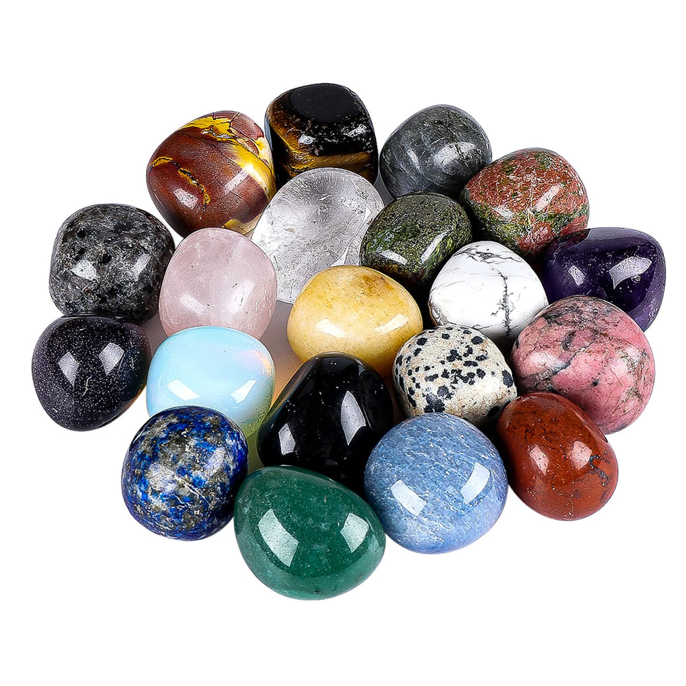 Ebristar 20-piece tumbled stones pack with natural Brazilian gems for jewelry making