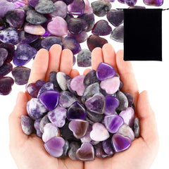 Ecation heart amethyst crystals bulk set for gifting