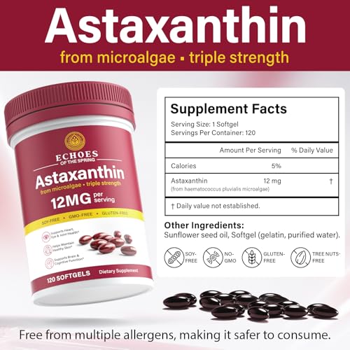 Echoes of the Spring astaxanthin with glass of water implying easy swallowing