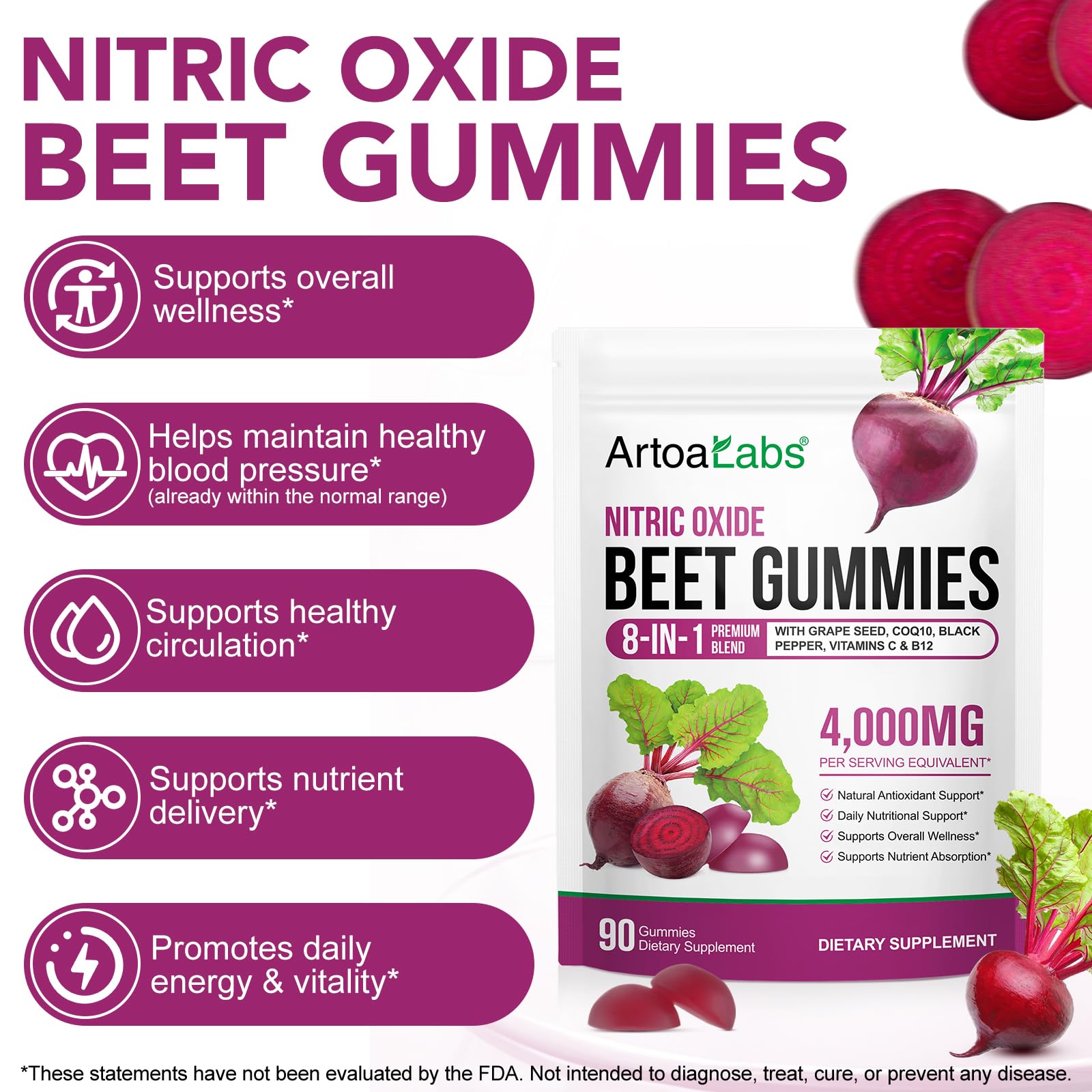 ECHTEYUN gummies closeup shows vibrant red gummies with natural flavor.