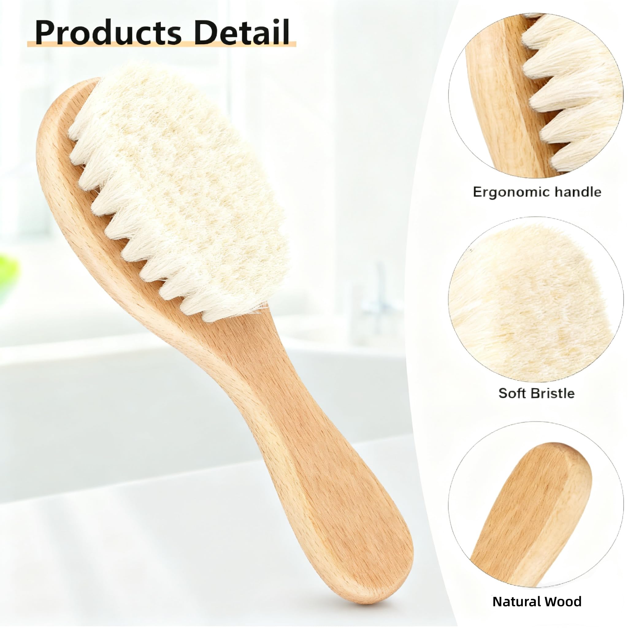 Eclatbox baby comb in natural wood for smooth detangling on wet or dry hair.