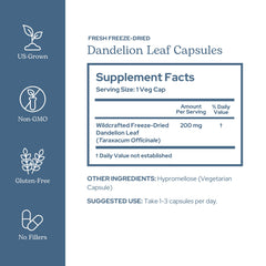 ECLECTIC INSTITUTE Dandelion Leaf Capsules packaging label highlights organic quality.