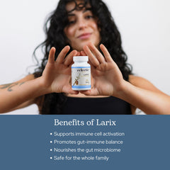 Eclectic Institute Larix capsules inside bottle: ready-to-take daily immune support.