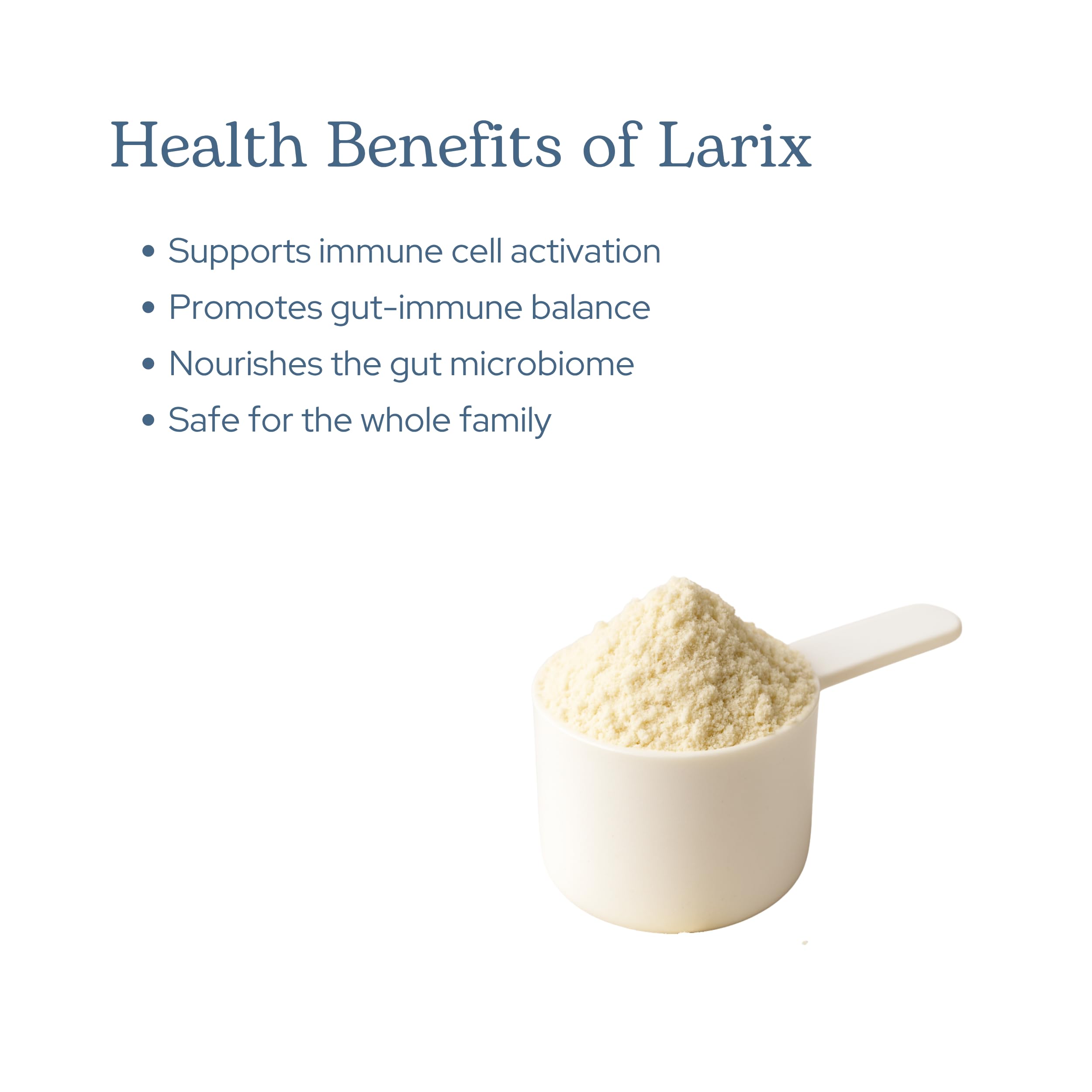 Eclectic Institute Larix immune-support powder jar close-up showing pure formula
