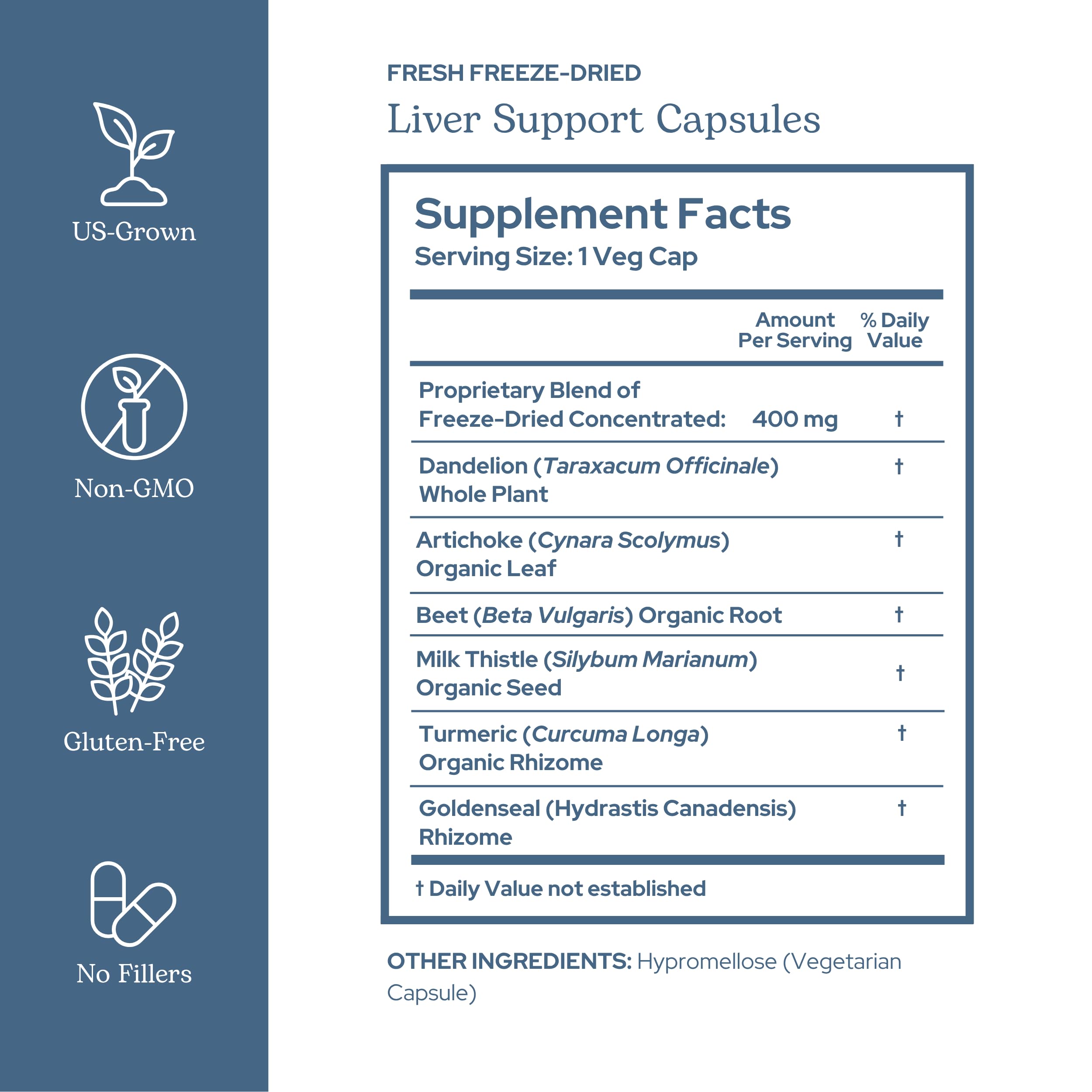Eclectic Institute liver support capsules with dandelion for gentle digestive comfort.