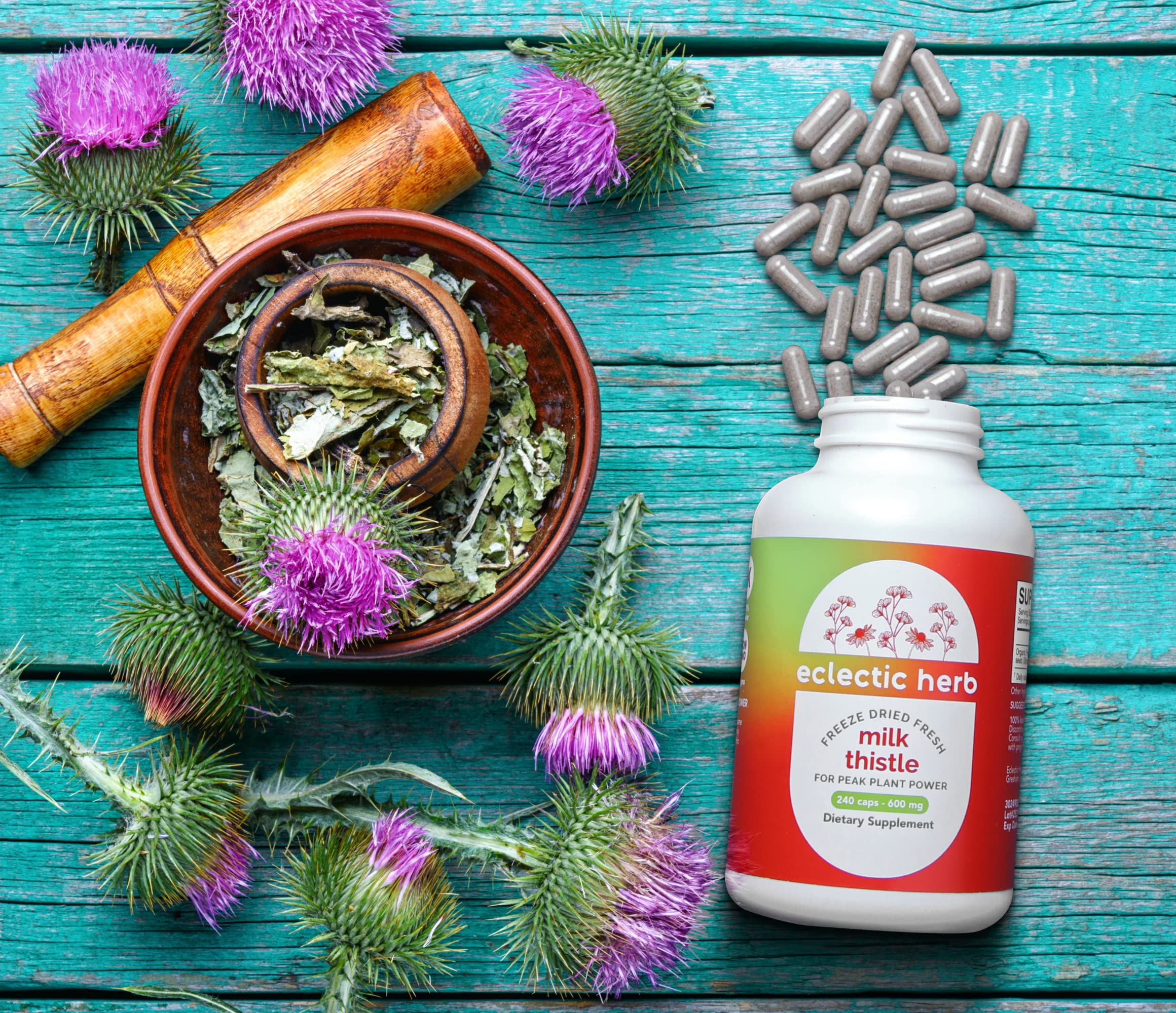 Eclectic Institute non-GMO, dairy-free label emphasizes clean formulation.