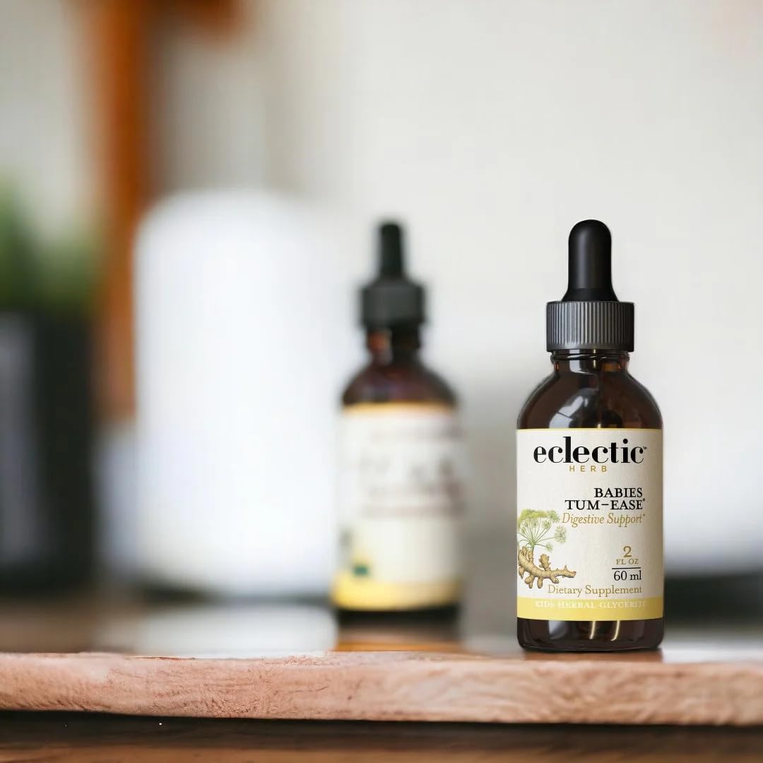 Eclectic Institute Tum-Ease packaging front showing vegan, alcohol-free formula.
