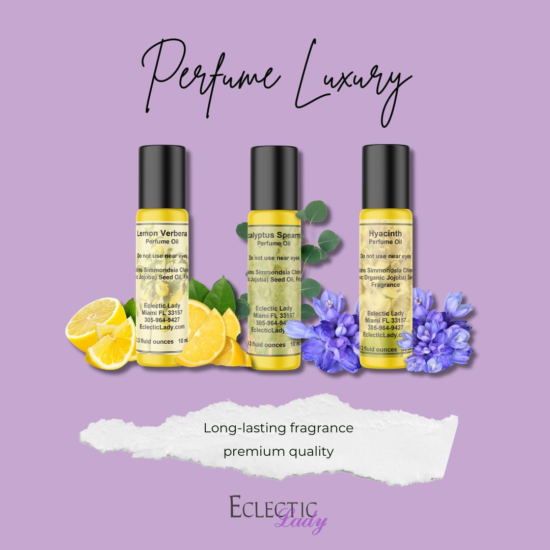 Eclectic Lady Lemon Verbena Perfume Oil travel size fits purse for on-the-go freshness.