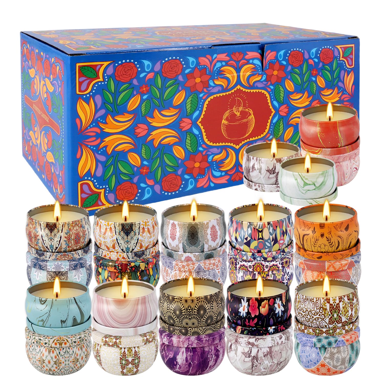ECLHTLNY 24-piece smokeless candle set glows with a clean burn and lasting ambiance.