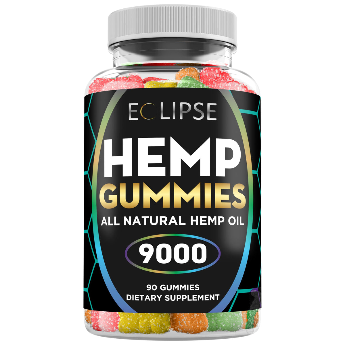 Eclipse Hemp Gummies packaging shows a full month supply for convenience.