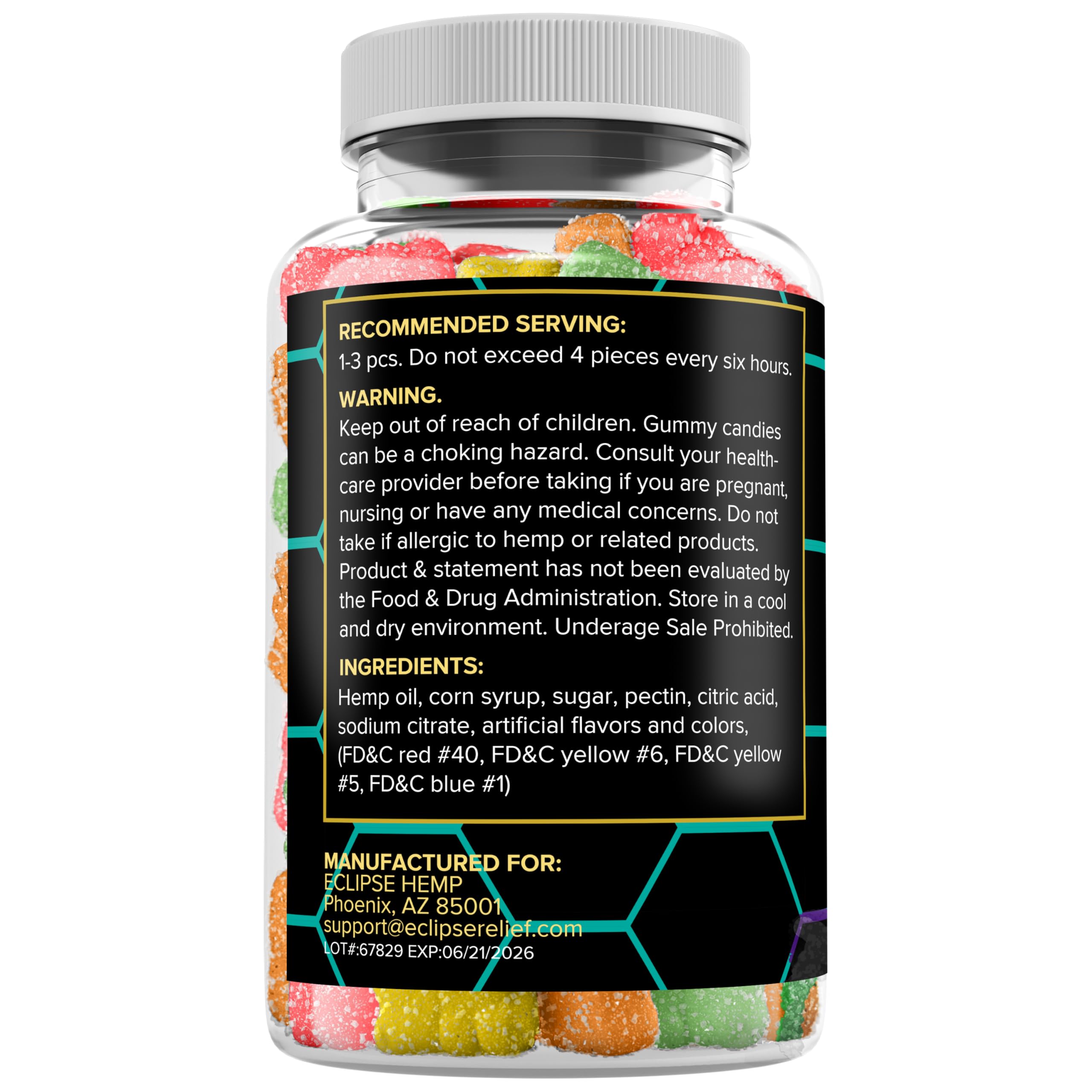 Eclipse Hemp Gummies serving suggests 1-2 gummies per session