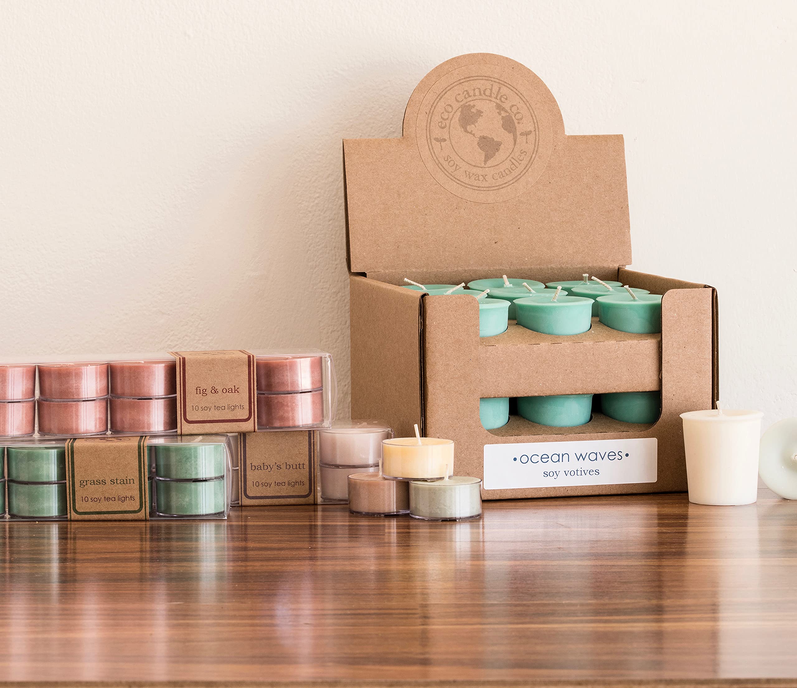Eco Candle Co recyclable packaging tea light ready for gifting