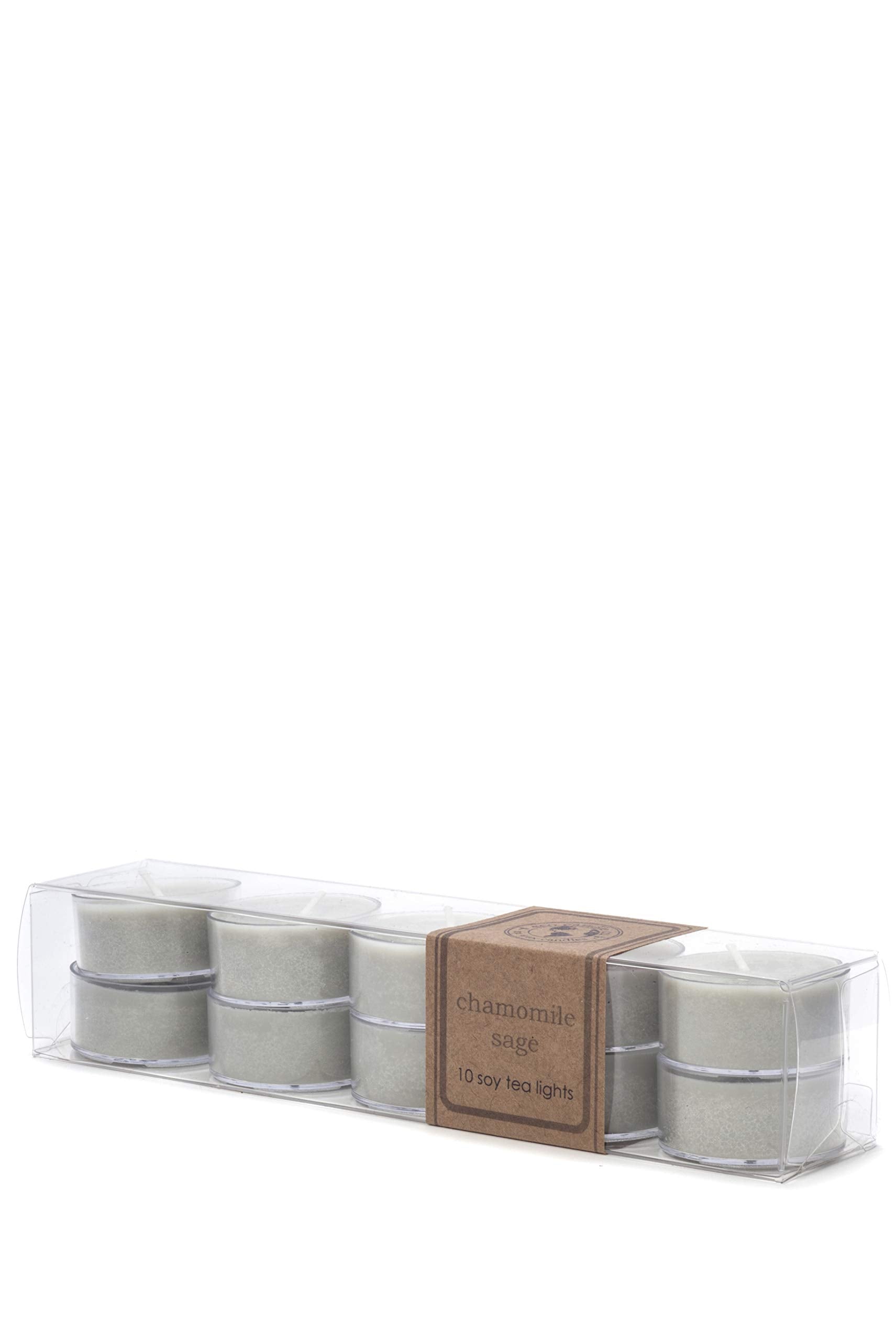 Eco Candle Co. Chamomile Sage tea light 10-pack provides clean burn and calming aroma