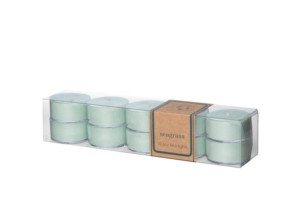 Eco Candle Co. tea light seagrass 10-pack with a clean, long-lasting burn.