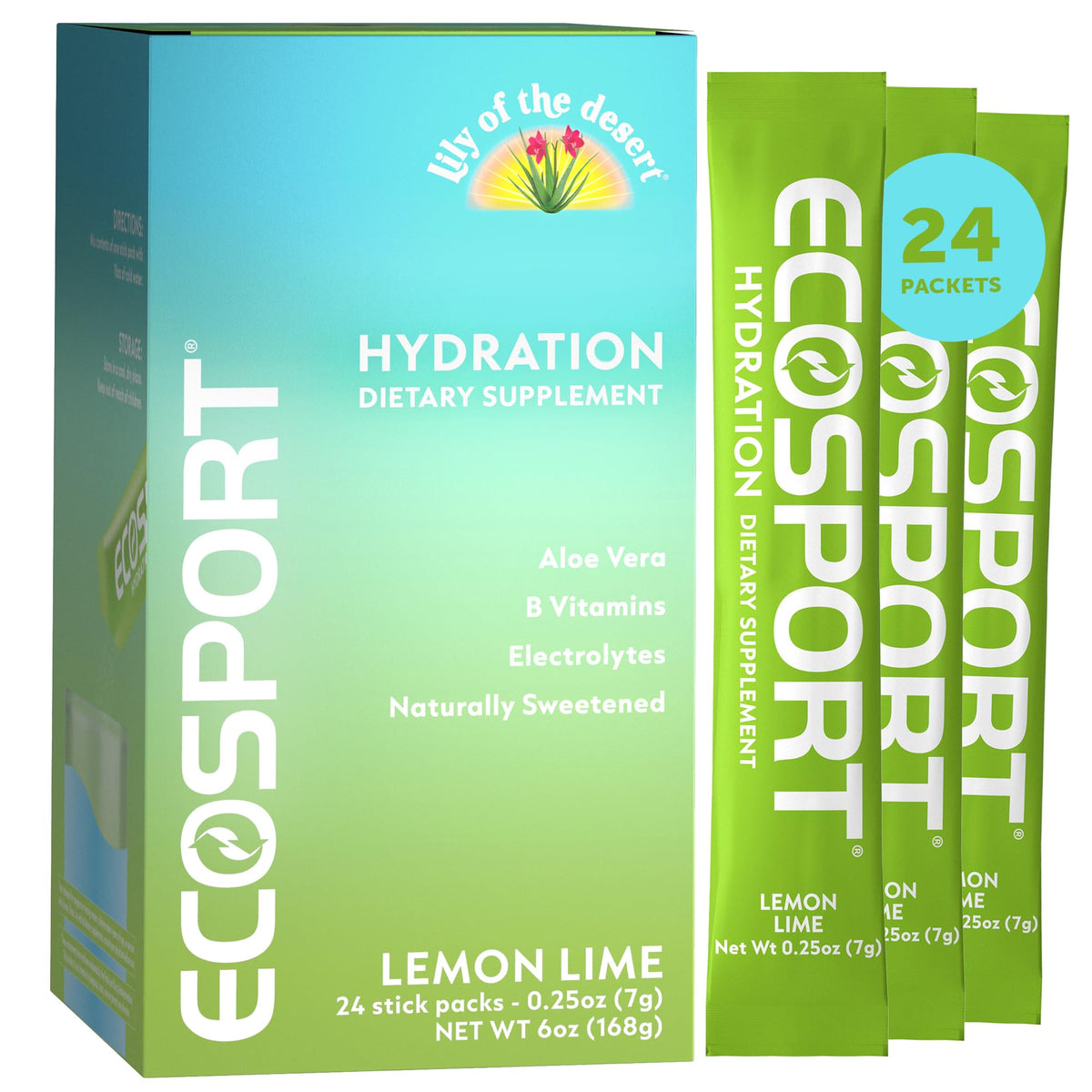 Eco Drink Lily Desert EcoSport packets Lemon Lime ready to mix for hydration