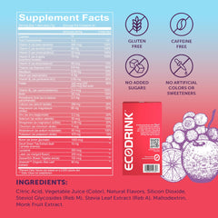 Eco Drink Fruit Punch box front shows 24 stick packs