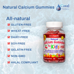Eco Safe Coral Calcium Kids Gummy cherry flavor close-up supports tastiness and uptake.